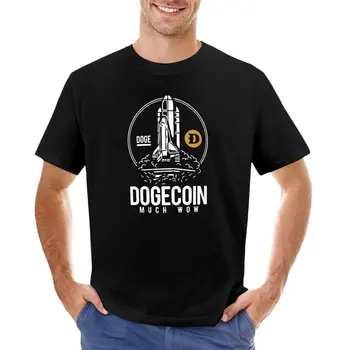 Dogecoin Raketa Į Mėnulį T-Shirt marškinėliai vyras Trumpi marškinėliai mielas drabužių mens long sleeve t shirts