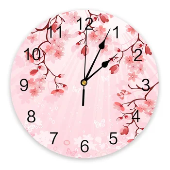 Drugelis Gėlių Filialas Petal Pink Sieninis Laikrodis Tylus, Skaitmeninių Laikrodžių, Namų Miegamasis, Virtuvė, Gyvenamasis Kambarys Apdaila