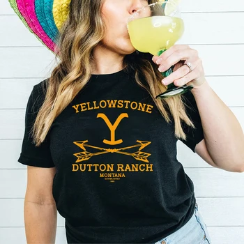 Dutton Ranch T-shirt Jeloustouno Ranch Tees Beth Dutton Rip Wheeler Shirt, Derliaus Grafinis Tee Trumpas Rankovėmis Tee Dovana Gerbėjams