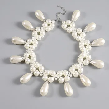 Dvacaman 2023 Elegantiška Juvelyrika Vestuvių Pintas Perlų Vėrinį Moterų Mados Baltos Spalvos Imitacija, Perlų Choker Karoliai Priedai