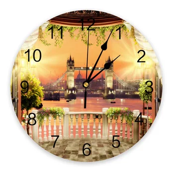Europos Stiliaus Rūmų Kieme Miesto Naktinis Vaizdas Laikrodžiai Sienos, Namų Dekoro Šiuolaikinės Virtuvės Kambario, Miegamojo Kambarį Dekoro Sieninis Laikrodis