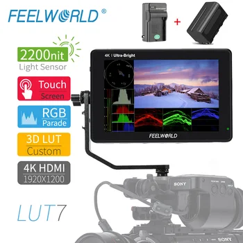 FEELWORLD LUT7 Jutiklinis Ekranas 2200cd/m, 3D LUT DSLR Stebėti 4K HDMI 7 colių Full HD 920x1200 IPS Ekranas Lauką Stebėti Kameros