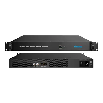 FMUSER DTV-3611C-32/64 32/64 IP(MPTS/SPTS) per 2/4 GE uostų(MPTS/SPTS) į 32/64 PAL/NTSC/SECAM RF Moduliatoriaus