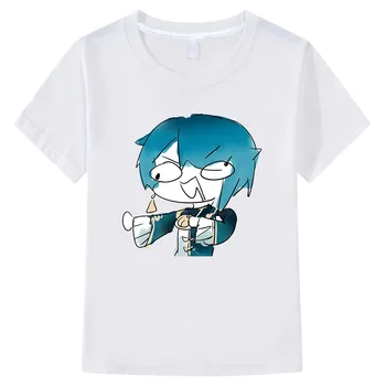 Genshin Poveikio Marškinėliai vaikų Žaidimo Grafinis Tees mergaitės berniukai Unisex Kawaii 100% Medvilnės Vasaros Kaeya Viršūnes Harajuku Animacinių filmų T-shirt