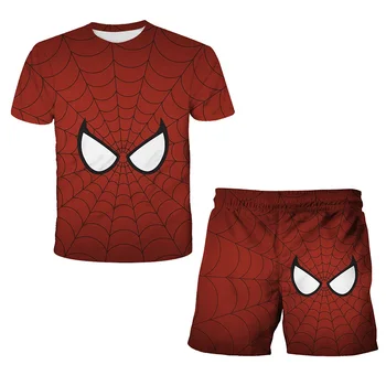 Grafinis T-Shirt korėjos Vaikų Drabužių Berniukų Drabužiai 4yrs į 12yrs žmogus-Voras 3D Spausdinimo Helovinas Kostiumas Vaikams Mergina Rinkinys