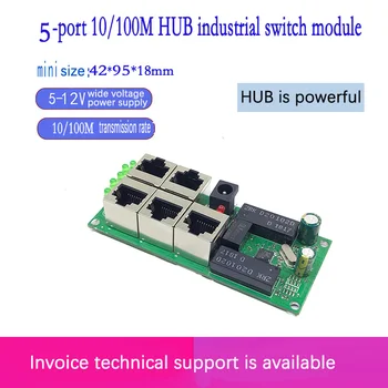 Greitai perjungti mini 5 port ethernet switch 10 / 100mbps rj45 tinklo jungiklis koncentratorius pcb modulis valdybos sistemos integracijos modulis