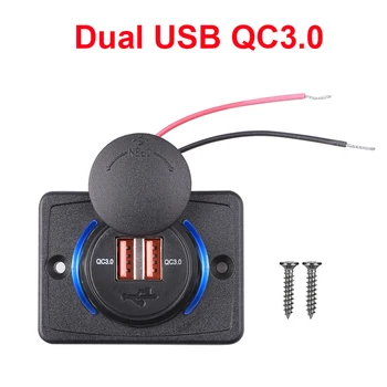 Greitai Įkrauti QC3.0 Dual USB 3.1 Automobilinio Įkroviklio Maitinimo Lizdas Telefono Įkroviklis Adapteris Skydelis Motociklo Car 12V/24V Valtis Autobusų BF