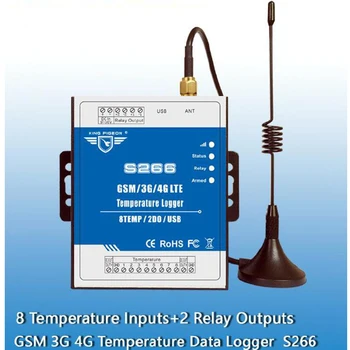 GSM 3G 4G Temperatūros Stebėjimo, Signalizacijos Duomenų Kaupiklis S266 Su 8 Kanalų Temperatūros Įėjimo Galia Gedimo pranešimas