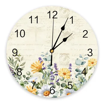 Gėlės Saulučių Levandų Modernaus Dizaino Sieninis Laikrodis Kambarį Apdaila, Virtuvė Silent Laikrodis Namų Dekoro