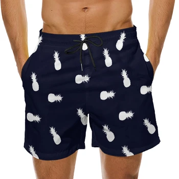 Havajų vyrų greitai-džiovinimo plaukimo glaudės ananasų modelio spausdinimo dizaino mados madinga patogūs paplūdimio šortai vyrams