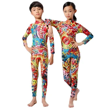 Hisea 2,5 mm Neopreno Vaikų Vaikas, Ilgas Rankovėmis Spausdinti Hidrokostiumą,Individualumo Naršyti Drabužių Rudenį ir Žiemą Šiltas maudymosi kostiumėlį
