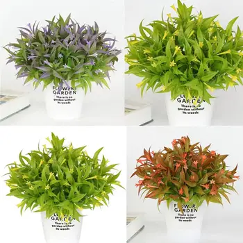 Imituojamas Žaluma Ryškus Išvaizdą Modeliavimas Žaliųjų Augalų-Ne Nudžiūvo Netikrą Orange Žolės Trimitas Gėlių Puokštė Dekoratyvinis