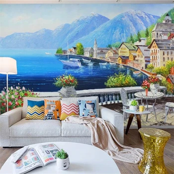 Individualizuotos fono paveikslėlį 3d freskos tėtis peint milžinišką ultra high definition romantiška šviežios meilės jūros naftos tapyba TV foną, sienos popieriaus
