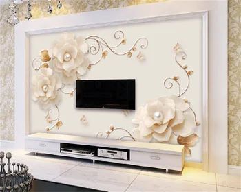 Individualizuotos Fono paveikslėlį Europos Paprasta bižuterijos Gėlių Pintais Meno Luxury Living Room, TV Foną, Sienos Freskos Tėtis Peint
