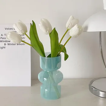 Ins Stilius Paprastas Retro Stiklo Vaza Hydroponic Gėlių Kompozicijų Candy Spalva Namų Puošybai Darbalaukio Rekvizitai Vestuves, Pratybos