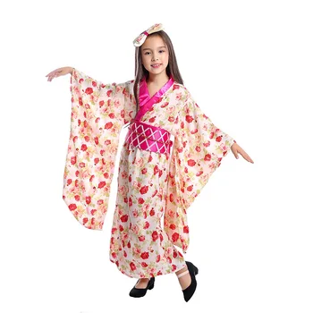 Japonijos Baby Girl Suknelė Kimono Tradicinių Yukata Vaikas Etapo Rezultatų Šokių Suknelė Vaikas Cosplay Kostiumų Chalatas