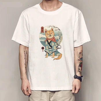 Japonijos Shiba Inu Atspausdintas T-shirt Vyrai Juokinga Mens Anime Marškinėliai Drabužių, O-Kaklo trumpomis Rankovėmis Harajuku T Marškinėliai Vyrams Viršūnes Tees