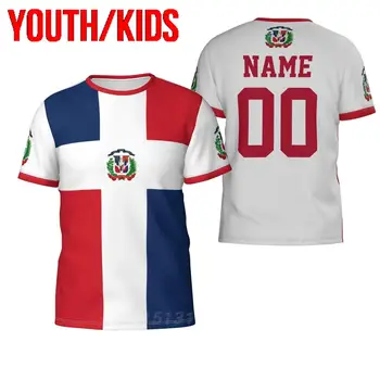 Jaunimo Vaikams Užsakymą Pavadinimas Numeris Dominikos Respublika Šalies Vėliava, 3D, T-marškinėliai, Drabužiai, marškinėliai Berniukui, Mergina Tees Viršūnes Gerbėjai