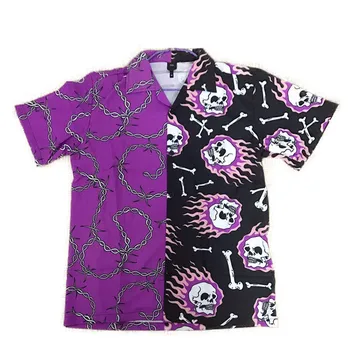 Juoda violetinė kratinys vintage marškinėliai naujas vasaros Havajų vyriški trumpomis rankovėmis laisvalaikio vyriški marškinėliai Spausdinami paplūdimys marškinėliai asmuo oversi
