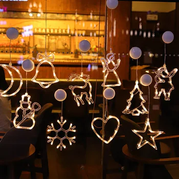 Kalėdų Gyvis Lempa LED Žibintai Bell Sniego Star Holiday Langų Apdailos Baterija Kabo Lempa Namų Dekoro Navidad