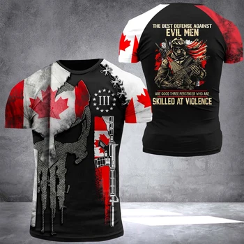 Kanada T-marškinėliai Vyrams, Kanados Vėliava 3d Išspausdintas Viršų Mados 2023 Veteranas Trumpas Rankovės O-neck Tee Grafinis Negabaritinių Kamufliažas Marškinėliai