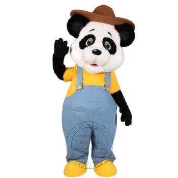 Karšto Pardavimo Suaugusiųjų dydžio, Juoda Giant Panda Talismanas Fancy dress Kostiumai karnavaliniai Pliušinis kostiumas