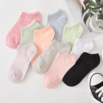 Kawaii grynos spalvos medvilninių kojinių moterų vasaros korėjos saldainiai spalvos moteriškos kojinės nematomas seklių burną moterų kojinių, geriausia-pardavimas