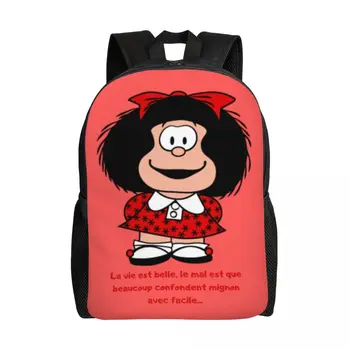 Kawaii Mafalda Kuprinės Vyrams, Moterims, Kolegijos, Mokyklos Studentas Bookbag Tinka 15 Colių Nešiojamas Quino Argentina Animacinių filmų Krepšiai