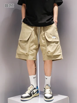 Korėjos Mados Hip-Hop Negabaritinių Krovinių Šortai Vyrams Drabužių Streetwear Prarasti Atsitiktinis Kelnės Harajuku Aukštos Kokybės Sporto Šortai