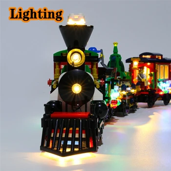 LED apšvietimo komplektas 10254 Kalėdų žiemos atostogų traukiniu, plytos, statyba akmenys (tik šviesos nėra modelį)
