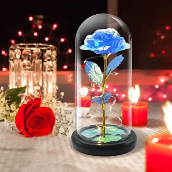 LED Dirbtinių Rožių Žiedų Eternal Rose Stiklo Jubiliejų, Vestuvių Dekoro Valentino Diena Naujųjų Metų Dovana Kambaryje Namų Puošybai