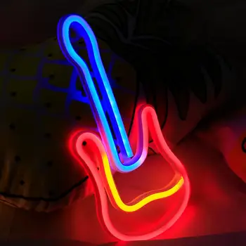 LED Neonas Pasirašyti USB/Baterijos Valdomas Itin ryškus Gitaros Formos Neoninės Šviesos Sienos Meno Apdailos Atostogų Šalis, Baras