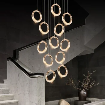 LED Pakabukas Lempos aukso liustra modernūs, prabangūs kambarį kūrybos apskrito villa dvipusį, restoranas apšvietimo užsakymą