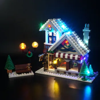 Led Šviesos Nustatyti Kūrėjas Žiemos Kaimas Žaislų Parduotuvė Suderinamas Su Lego 10249 Statybos Blokas