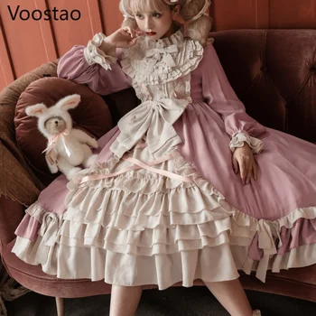 Limited Edition Viktorijos Renesanso Grietinėlės Lolita Op Suknelė Moterims Kawaii Raukiniai Princesė Suknelė Mergaitėms Arbata Šalis Suknelės