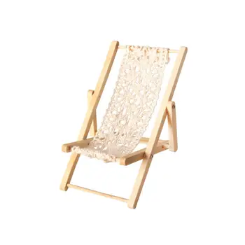 Lėlių Kėdė 1/12 Masto Priedą Miegamasis Micro Kraštovaizdžio Mini Sulankstoma Kėdė imituojamas denio Kėdės, Medinės Paplūdimio Kėdės