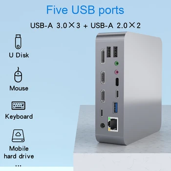 M1 Usb C Docking Station MST 18-In-1 Trigubas Ekranas Tipas, C Dock USB C 3.1 Splitter SU 4K HDMI VGA USB3.0 RJ45 SD/TF Macbook