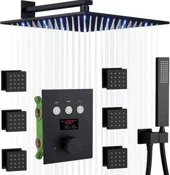 Matinė Juoda Dušas, Kūno Purškikliai Sistemos, LED 12 Colių Lietaus Dušo Galvutė Sistema