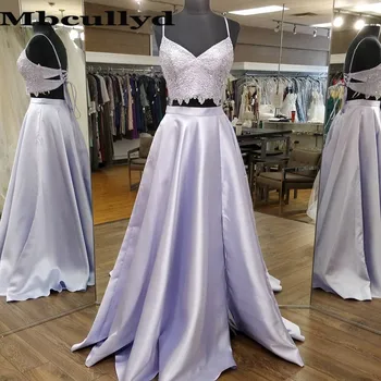 Mbcullyd Dviejų dalių Prom Dresses Ilgai 2023 Elegantiškas Nėrinių Aplikacijos Vakare Šalis Suknelė Moterims Aukšto Padalinta Satino chalatas de soiree