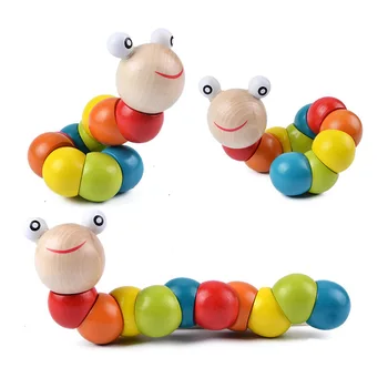 Mediniai Permainingi Caterpillar Patraukti Žaislas, skirtas Kūdikių Ankstyvojo Ugdymo Žaislas Amžiaus 0-1-2-3