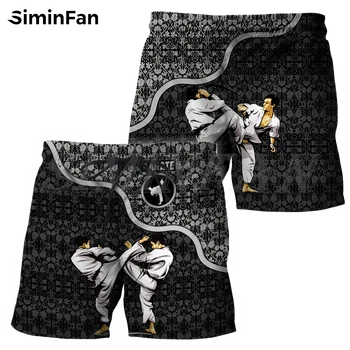 Meilė Karatė Kovos Mens 3D Atspausdintas Prašmatnus Valdybos Šortai Vasarą Hip-Hop Atsitiktinis Paplūdimio Kelnės Unisex Harajuku Streetwear Punk Stiliaus S4
