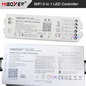 Miboxer WiFi 5 in 1 Šviesos Valdiklis Vandeniui IP67 Viena spalva/BMT/RGB/RGBW/RGB+BMT LED Juostelė Blankesnė, DC 12V 24V WL5 / WL5-WP