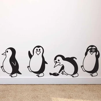 Mielas Mažai Pingvinas Siena Lipdukas Namų Dekoras Vaikų Kambarį Kambarį Fone Apdailos jam prilygintą išsilavinimą Meno, Lipdukai Gyvūnų Lipdukai