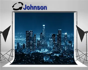 miesto panoramoje Los Andželo Pastatų Naktį backdrops Aukštos kokybės Kompiuteris spausdinti sienos fotostudijos fono