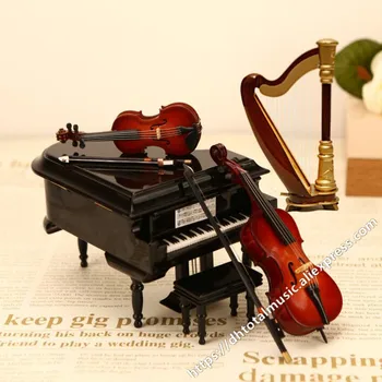 Miniatiūra Smuikui Modelio Replika Miniatiūros Fortepijonui Mini Violončelė Miniatiūriniai Arfos Muzikos Instrumentas, Kalėdų Dovanos, Papuošalai