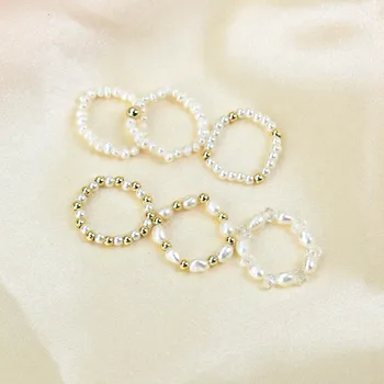 Minimalistinio Piršto Žiedą, Moterims Imituojamas Pearl Elastiniai Žiedai, Vestuvių Reguliuojamas Papuošalai Anillos Feminino