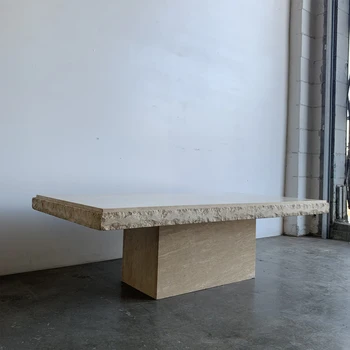 Minimalistinės šiuolaikinio natūralaus marmuro akmens šiaurės didmeninė individualų dizainą kambarį travertinas, kavos staliukas