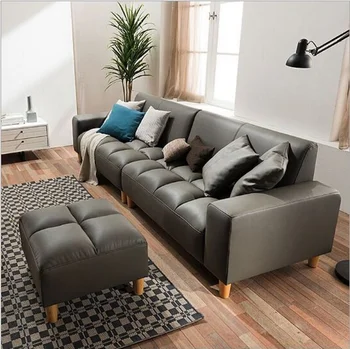 Modernaus Stiliaus 3 sėdynės Juoda Italija oda Sofa-Šezlongas Butas Sofa-Pritaikymas savo reikmėms