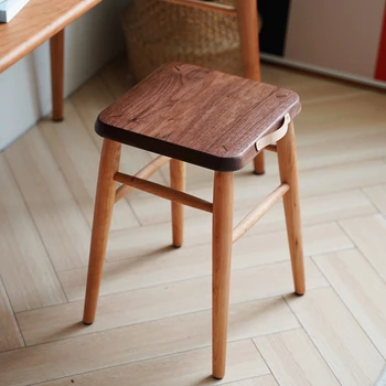 Modernių Namų Kėdės, Virtuvės Black Walnut Valgomojo Kėdės karvės odos Handhandle Baro Kėdės Stiprus, Patvarus, Kėdės, Miegamojo