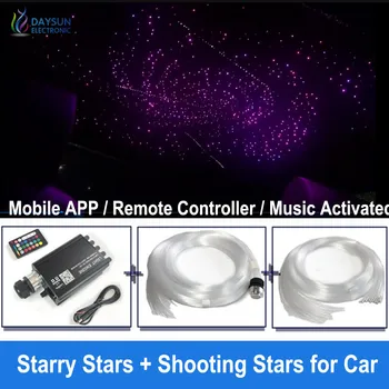 Muzikos Valdymo Žvaigždėtą Star Shooting Stars Lubų Lempos, Led Optinio Pluošto Šviesos Pluoštų RGBW RF Nuotolinio/Mobile APP/Valdymas Balsu